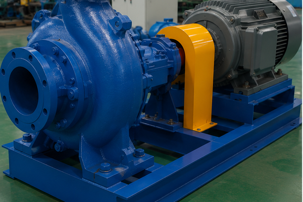 Centrifugal pulp/stock pump, factory-assembled and tested before shipment