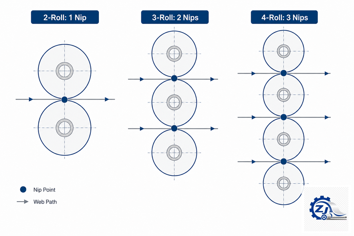 Roll Stack Configurations: 2-Roll, 3-Roll, and 4-Roll Calender Setups — Zejiang Paper Machinery