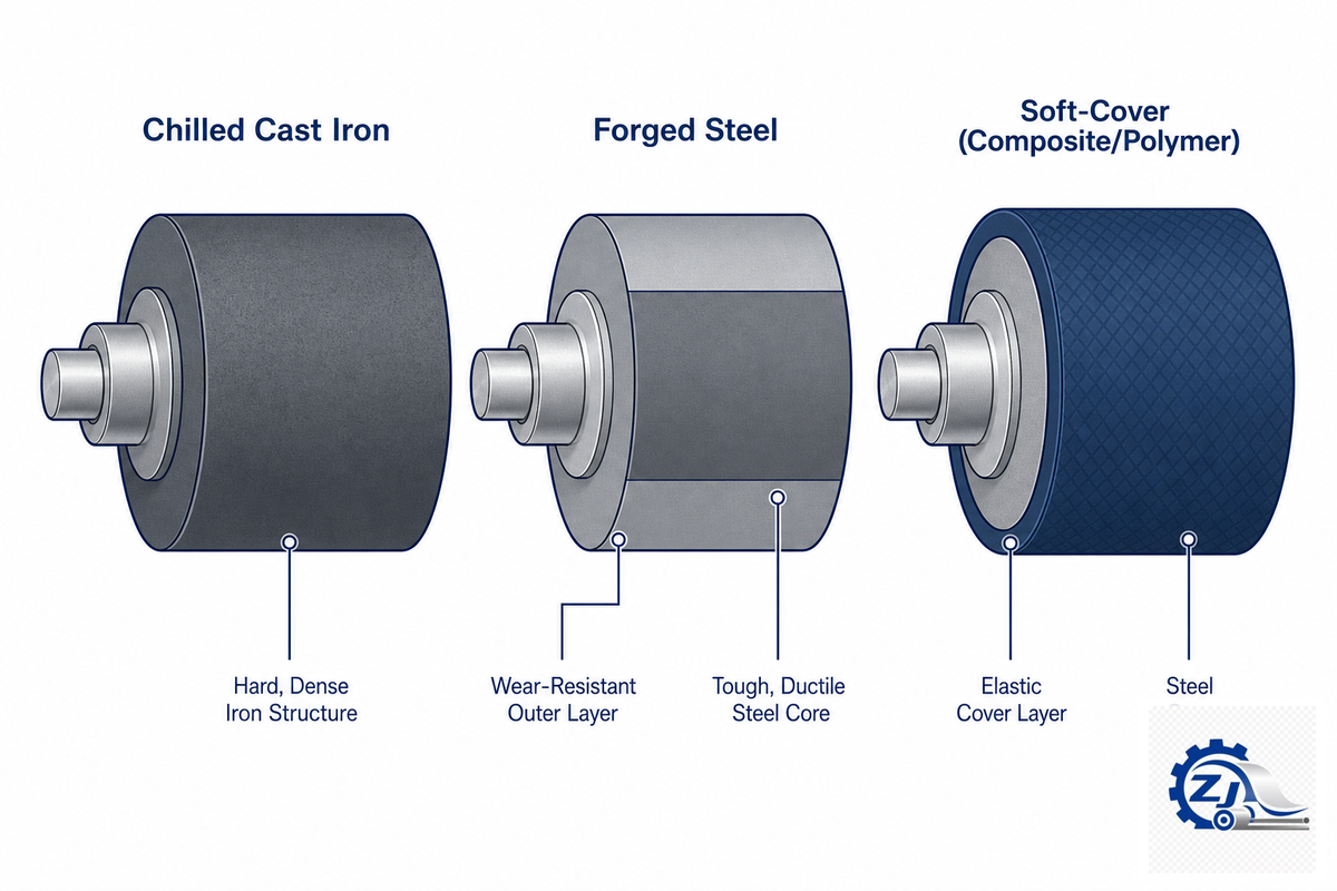 Calender Roll Types and Materials: Chilled Iron vs. Steel vs. Soft-Cover — Zejiang Paper Machinery