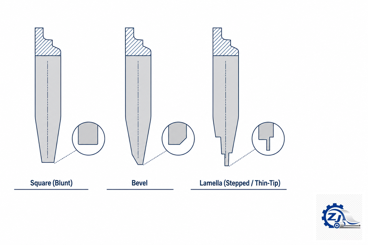 Doctor Blade Types by Edge Profile — Zejiang Paper Machinery