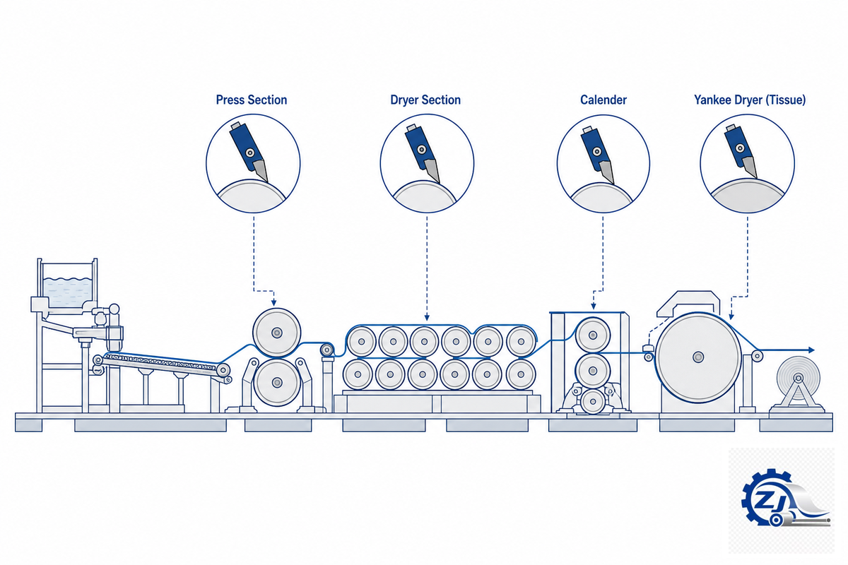 Doctor Blades in Paper and Board Machines — Zejiang Paper Machinery