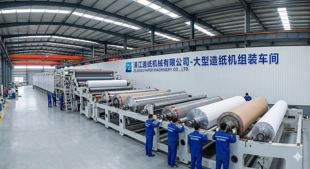 Production floor, paper machine and stock-prep line assembly, Henan factory