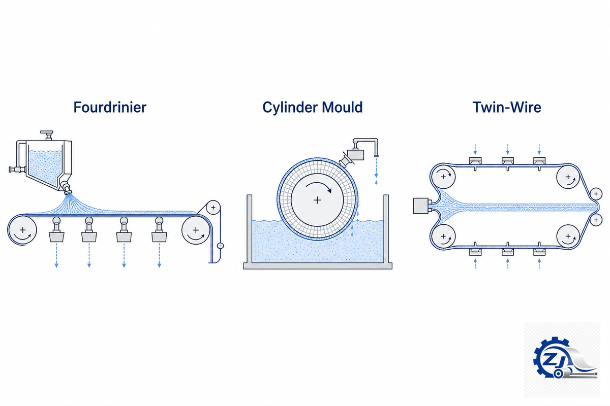 Fourdrinier vs Cylinder Mould vs Twin-Wire: The Paper Machine Types — Zejiang Paper Machinery