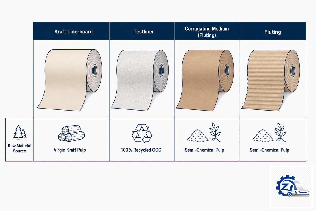 Kraft, Testliner, Corrugating Medium & Fluting: A Grade Glossary — Zejiang Paper Machinery