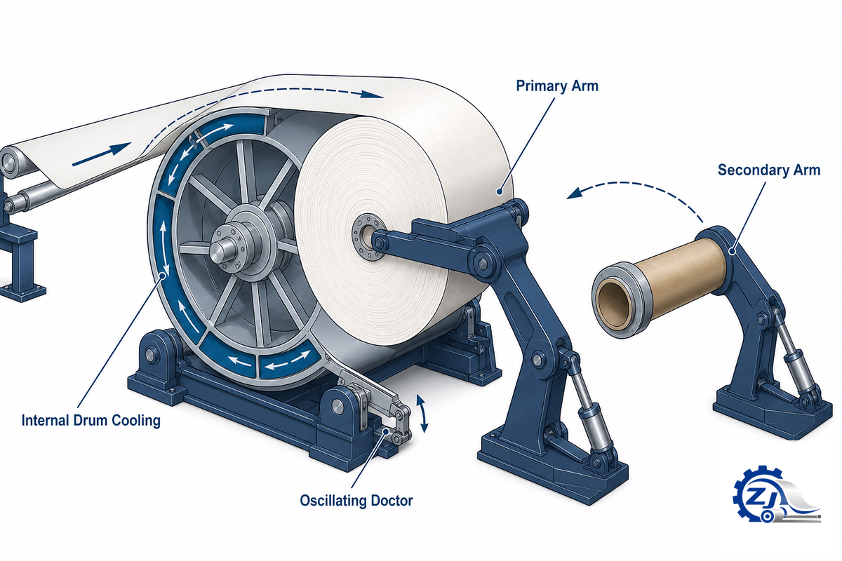 How a Pope Reel Works (Continuous Reel-Up at the Machine's Dry End)