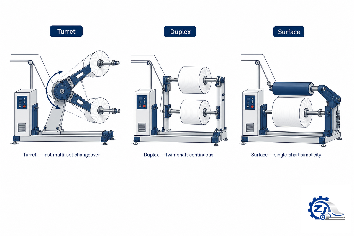 Types of Paper Rewinders: Turret, Duplex, and Surface Configurations