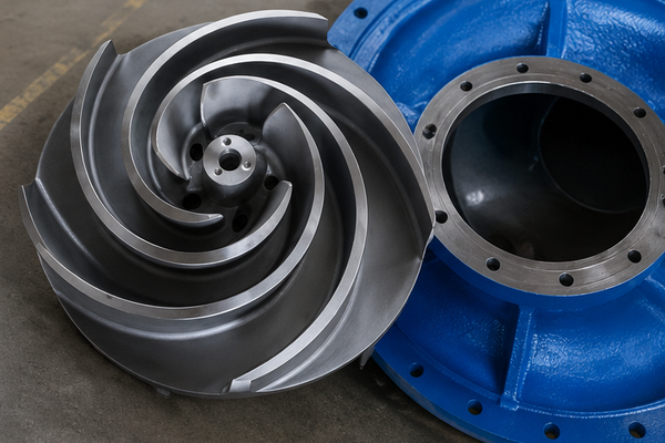 Machined open impellers, prior to assembly into the pump casing