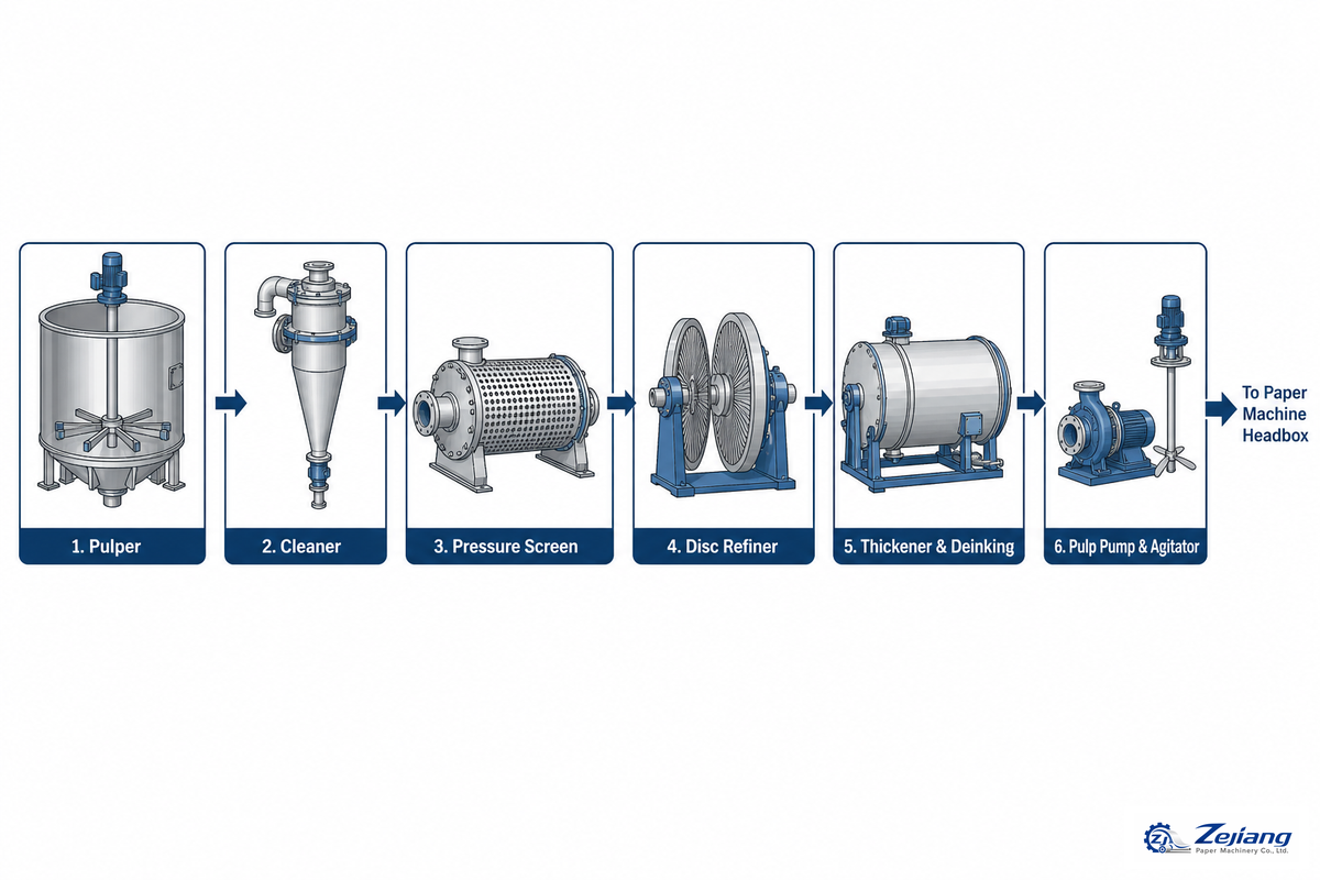 Pulping Equipment, The 6 Core Machine Types in a Stock-Prep Line — Henan Zejiang Paper Machinery