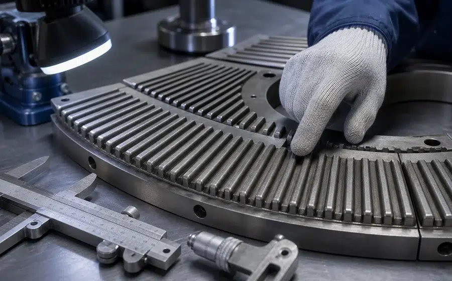 Refiner plate inspection with bar and groove wear measurement