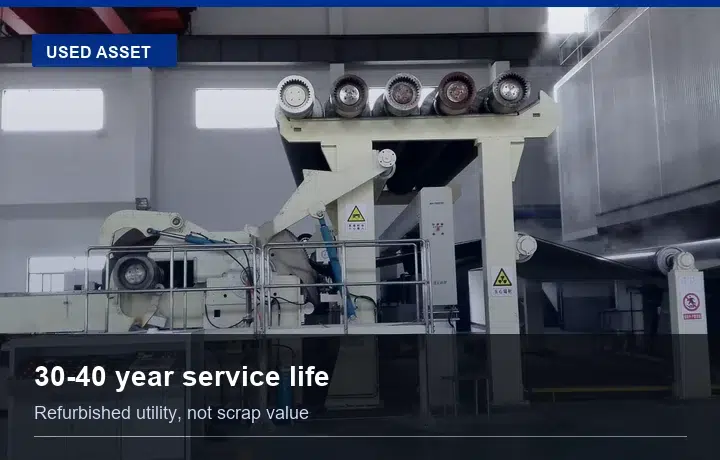 Maintained used paper machine showing remaining service life after refurbishment