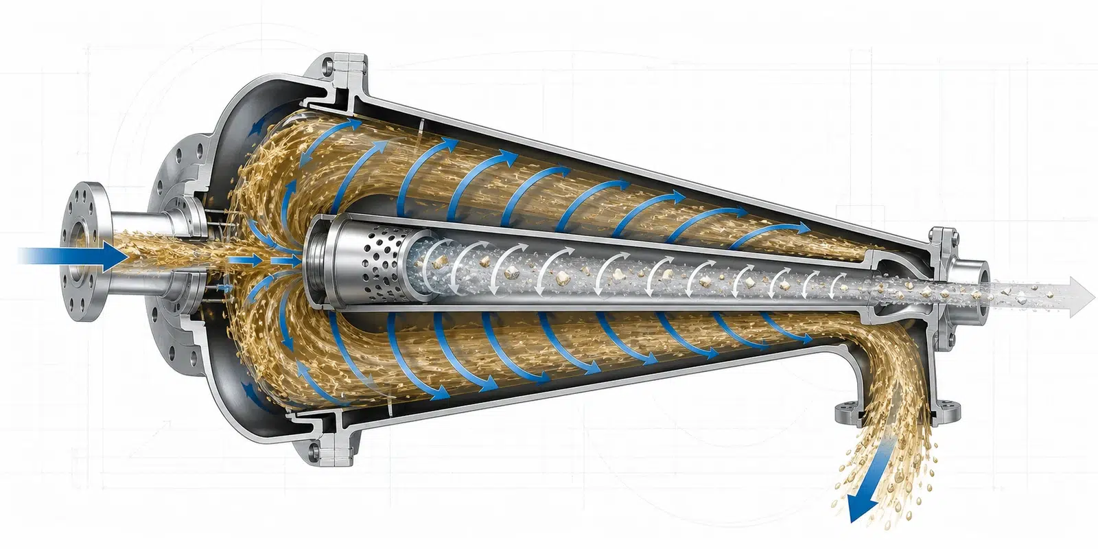 Reverse low density cleaner mechanism separating light rejects through the center tube