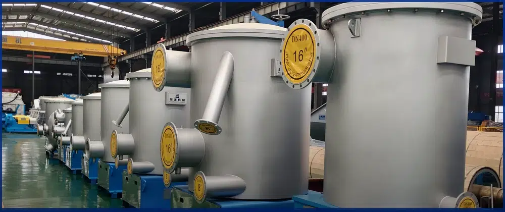 Inflow pressure screen product body and tangential inlet detail