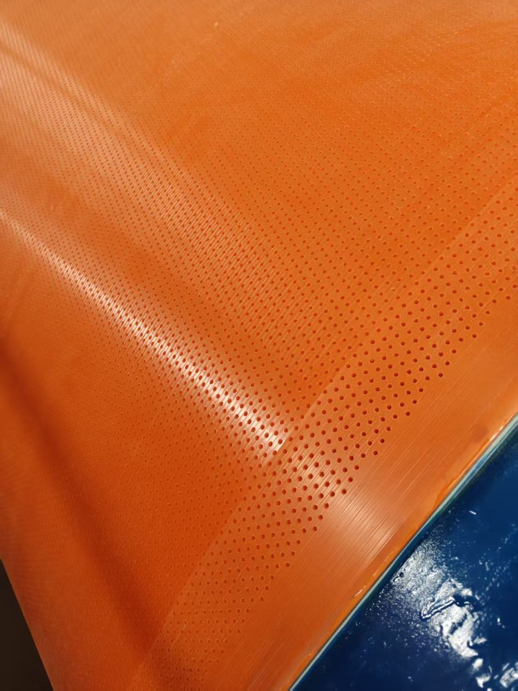 Rubber covered press roll showing roll cover surface for hardness specification