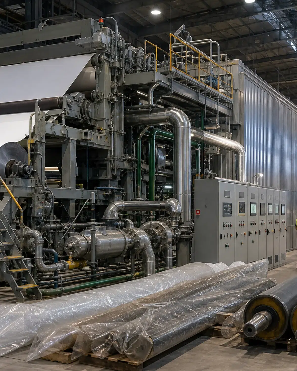 Paper mill project cost drivers including machine line utilities and spare rolls
