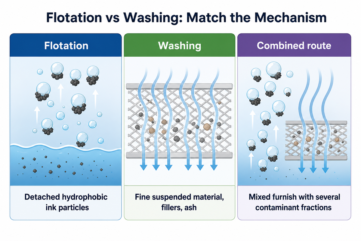 Flotation vs Washing: Match the Mechanism to Ink and Furnish — Henan Zejiang Paper Machinery
