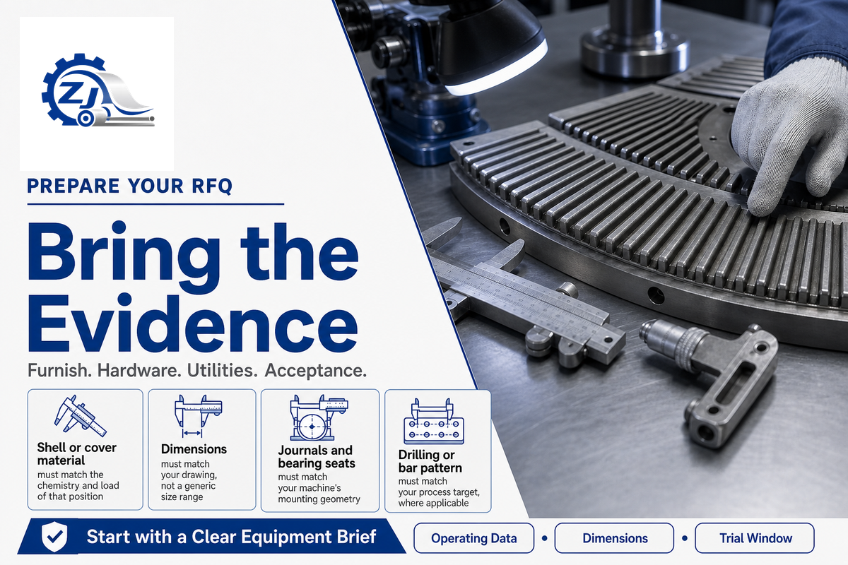 Refiner plate dimensional inspection supports a final RFQ brief for pulp refining equipment and parts