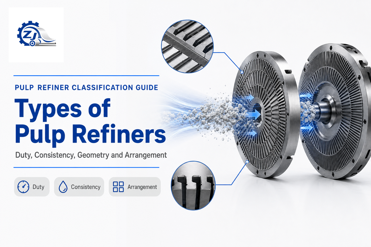 Types of pulp refiners guide organized by duty, consistency, geometry and rotor-stator arrangement