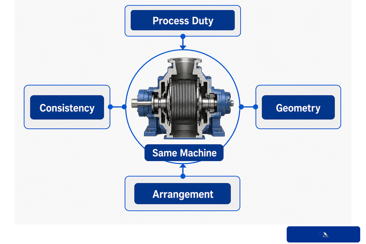 Three-axis pulp refiner classification map for consistency, geometry and arrangement after process duty