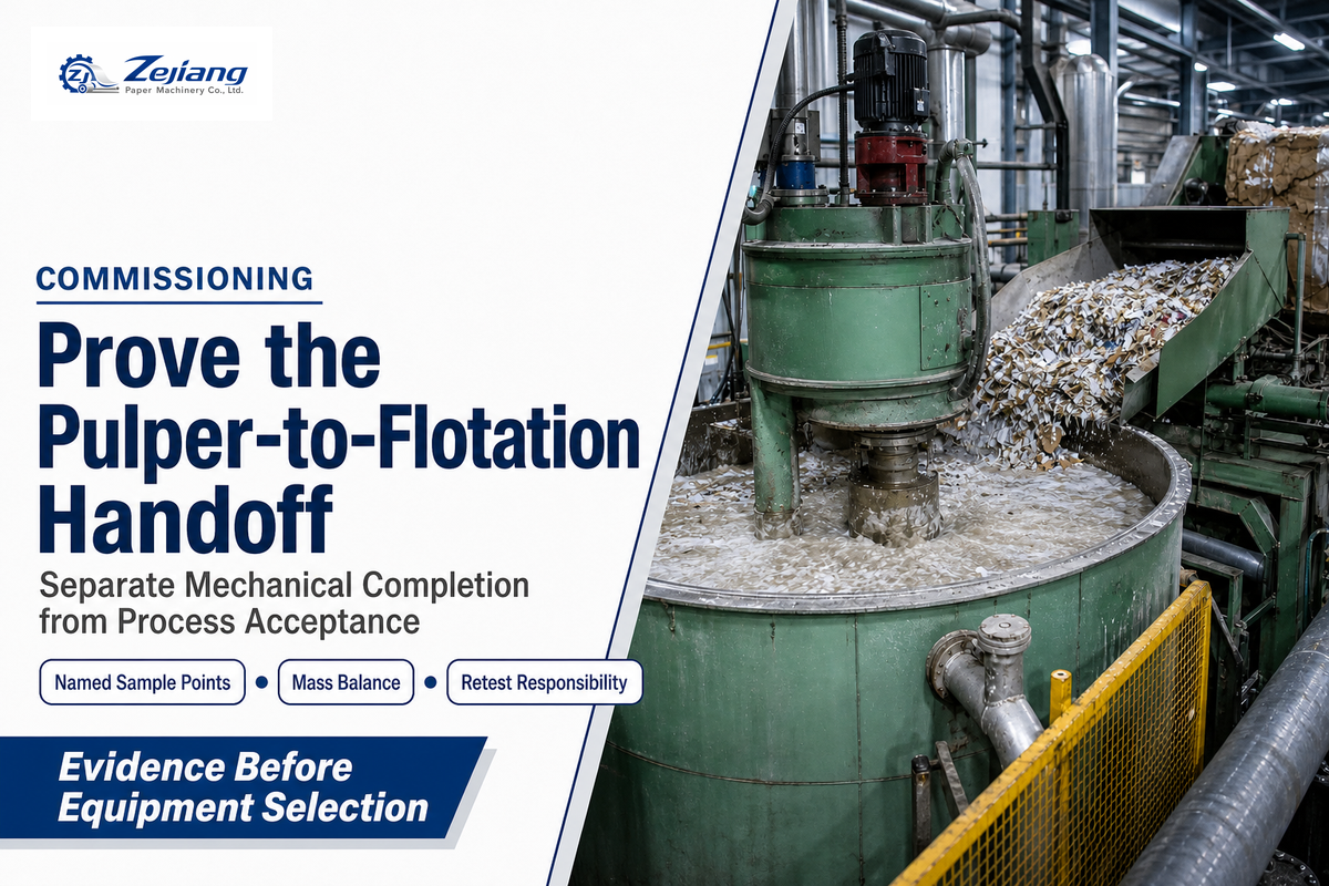 Commissioning: Prove the Pulper-to-Flotation Handoff — Henan Zejiang Paper Machinery