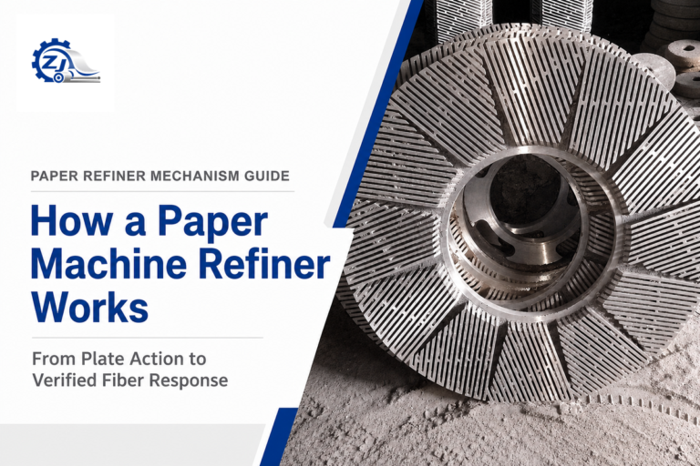 Refiner mechanism from screened pulp through rotor-stator action to verified fiber development